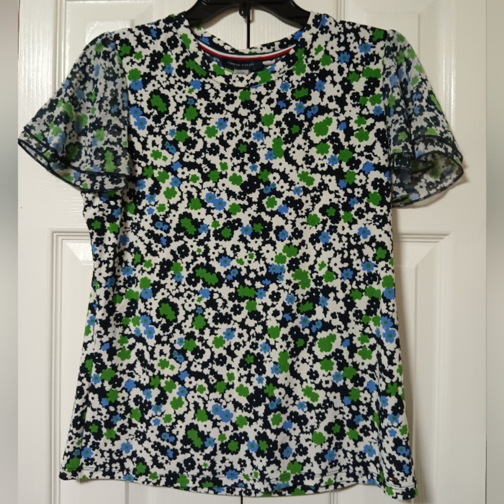 Tommy Hilfiger Flutter Sleeve Floral Top